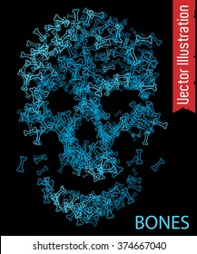Vector skull of bones.