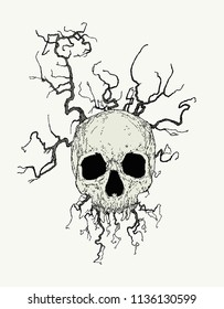 Vector Skull with branches
