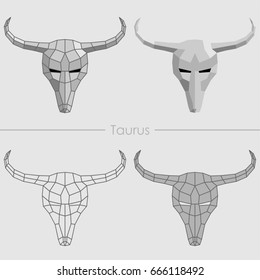 Vector skull of a bull from polygons