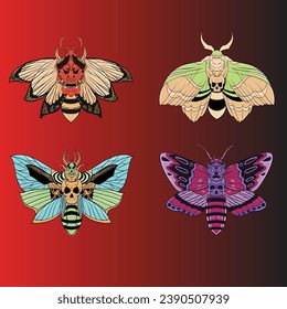 Vector Skull Butterfly Oni Mask