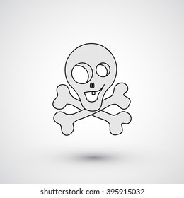 Vector skull cartoon style isolated on background