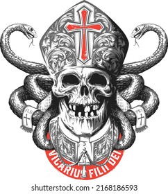 Vector Skull in catholic bishop 