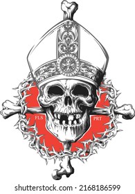 Vector Skull in catholic bishop 