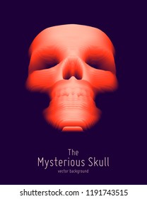 Vector skull constructed with colorful slices. Paper cut mysterious sacral skull background. Internet security concept illustration. Virus or malware abstract visualization. Hacking big data image
