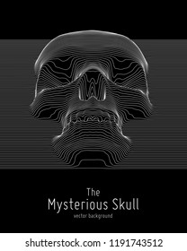 Vector skull constructed with lines. Mysterious sacral background. Internet security concept illustration. Virus or malware abstract visualization. Hacking big data image. Death abstract image