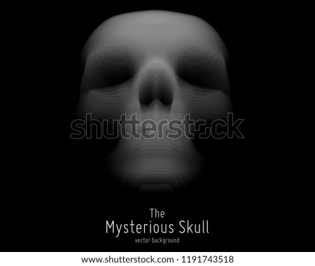 Vector skull constructed with slices. Paper cut mysterious sacral skull background. Internet security concept illustration. Virus or malware abstract visualization. Hacking big data image
