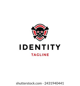 Vector skull cross bone shield logo icon design template
