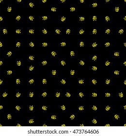 Vector Skull Cross Bones Seamless Pattern. Skull Isolated on Black