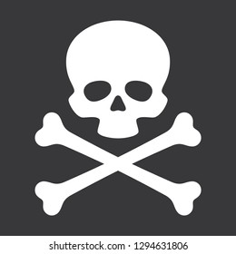 Vector skull with crossbones Icon on black background