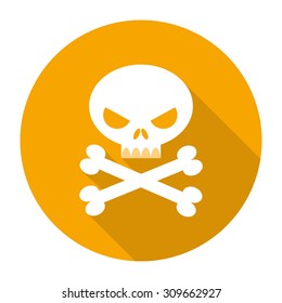 vector skull with crossed bones, flat design