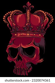 vector skull with crown on black background