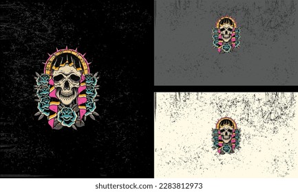 Vector of a skull with a crown on its head