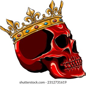 vector skull with crown on white background