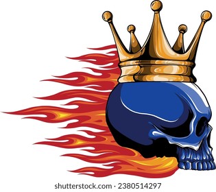 vector skull with crown on white background