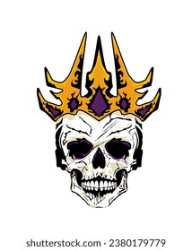 vector skull with crown, shirt design