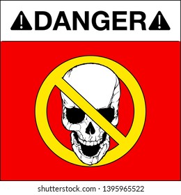 Vector skull danger sign banner