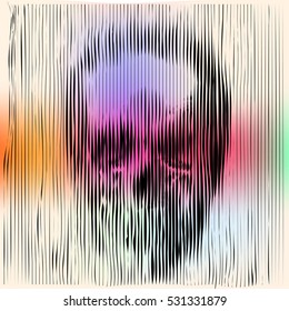 Vector skull. Disco head. Colorful. Mood skull