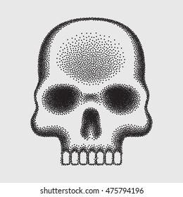 Vector skull dots illustration. Pointillism. Stippling. Tattoo.