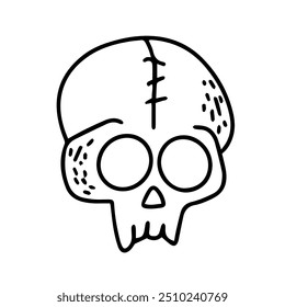 Vector. Skull drawing. Halloween monster face. Doodle on a white background. Design elements for logo, badges, banners, labels, posters