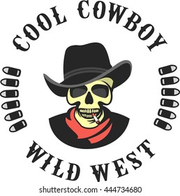 vector skull emblem in a hat with a cigarette in his mouth retro style 