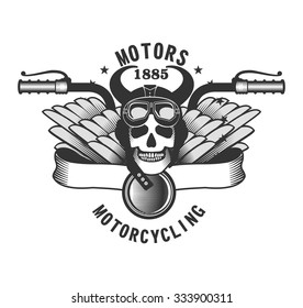 Vector Skull Emblem Motorcycle Helmet Motorcycle Stock Vector (Royalty ...