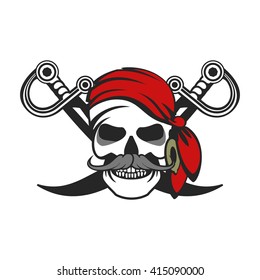vector skull emblem sea pirate on a background 