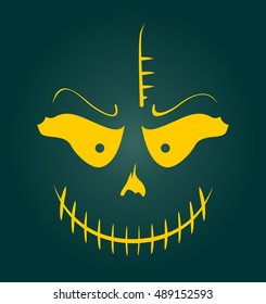 Vector Skull with Evil Laugh. Simple silhouette