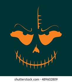 Vector Skull with Evil Laugh. Simple silhouette