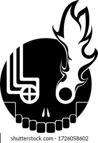 Vector Skull with a eye on fire