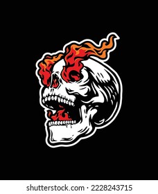 vector skull with fire dark art vector
