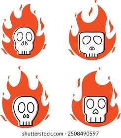  Vector skull fire mascot collection