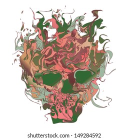 vector skull flame vintage colors