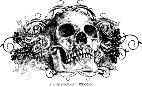 Vector skull floral illustration