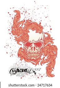 vector skull with floral ornaments