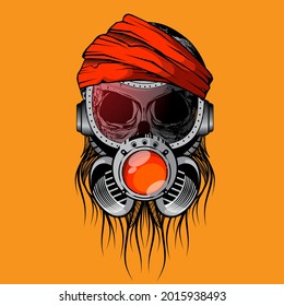 VECTOR SKULL WITH GAS MASK ILLUSTRATION