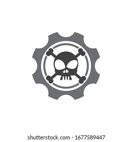 Vector Skull Gear Logo Icon Design Template
