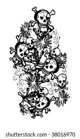 Vector skull grunge heraldry illustration