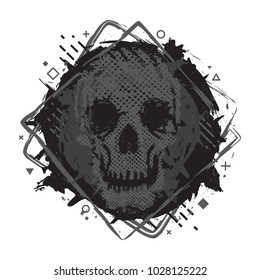 Vector skull with grunge splash