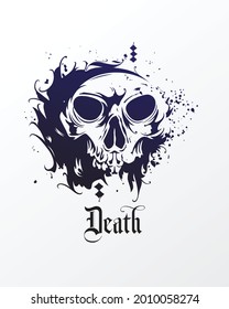 Vector skull in grunge style. Skull illustration ink design