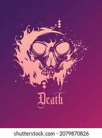 Vector skull in grunge style. Skull illustration ink design