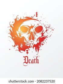 Vector skull in grunge style. Skull illustration ink design