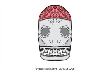 Vector Skull Head Brain Halloween Illustration