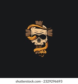 Vector Skull Head Logo Design Ilustration