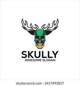 Vector skull head mascot logo design