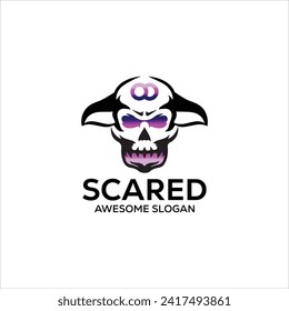 Vector skull head mascot logo design