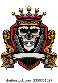 vector skull head ornament vintage decoration design