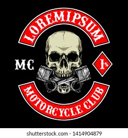 vector of skull head with pistons, suitable for motorcycle club logo or garage service logo or merchandise
