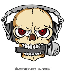 Vector skull in headphones