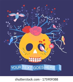 Vector skull heads with ornaments