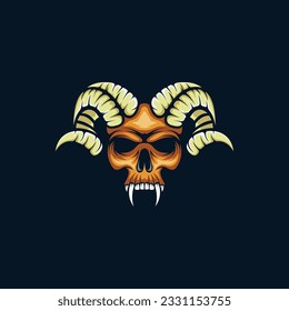 Vector Skull Horn Design Illustration